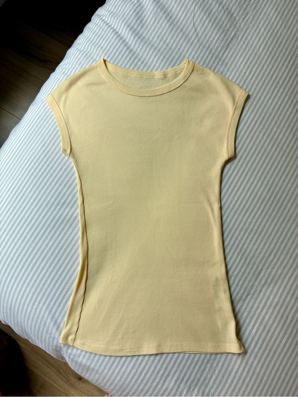 NWOT Butter yellow ribbed cotton tee tank